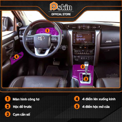 Dán PPF nội thất ô tô Toyota Fortuner 2017 - 2023